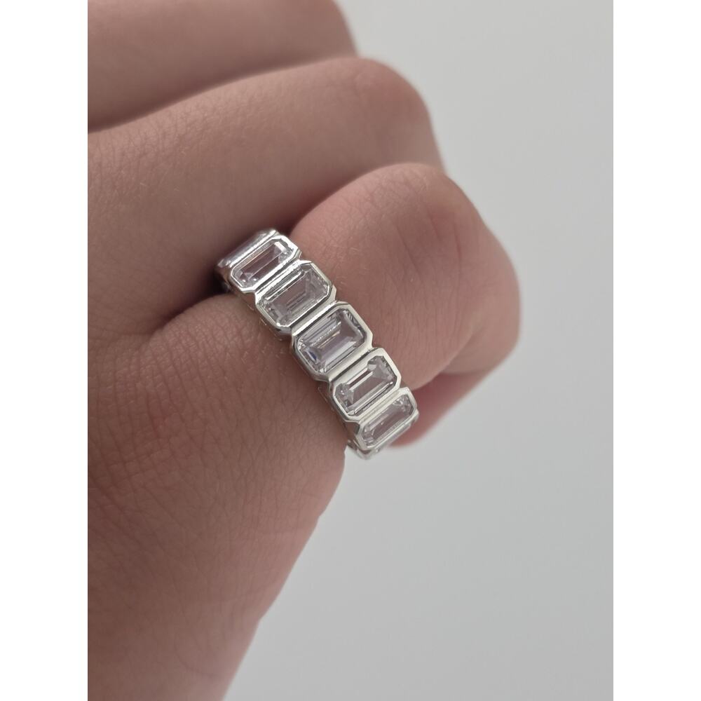CZ Stealing Silver BAND Ring Size 8 (7MM) 6.5 Grams
